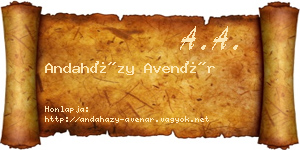 Andaházy Avenár névjegykártya